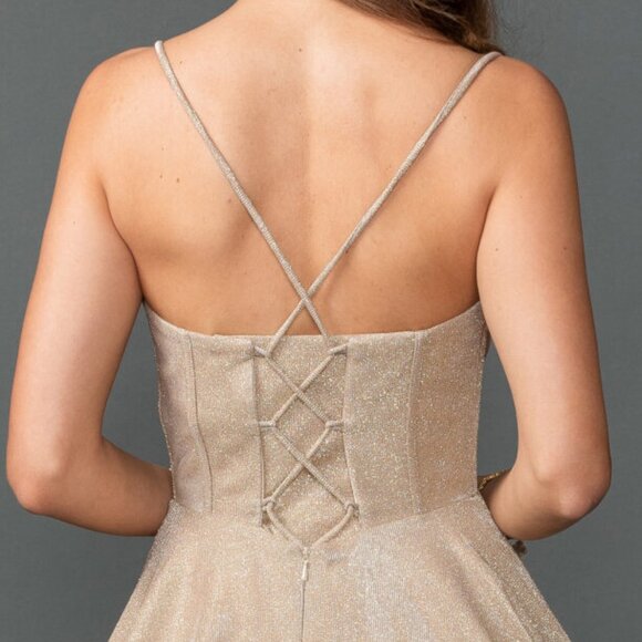 New A-Line Glitter Formal Dress w/ Sweetheart Neckline & Boned Bodice DQ 3421 - Picture 5 of 9